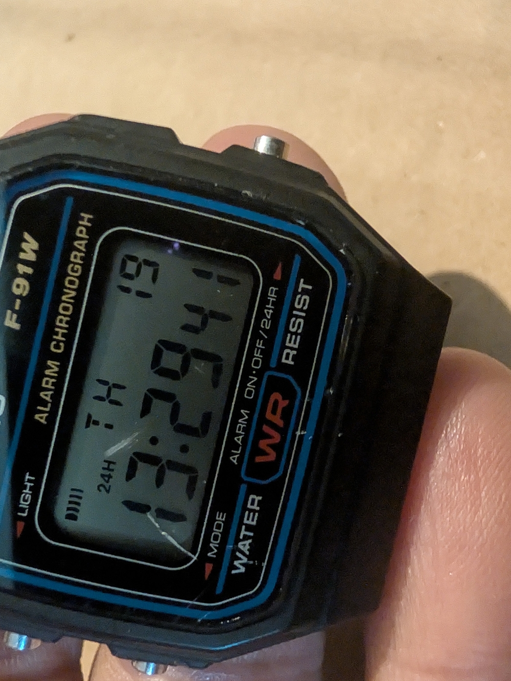 Casio Black Digital Watch with Blue Trim